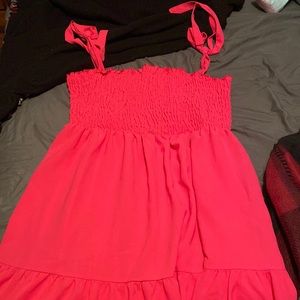 Hot pink tie strap dress
